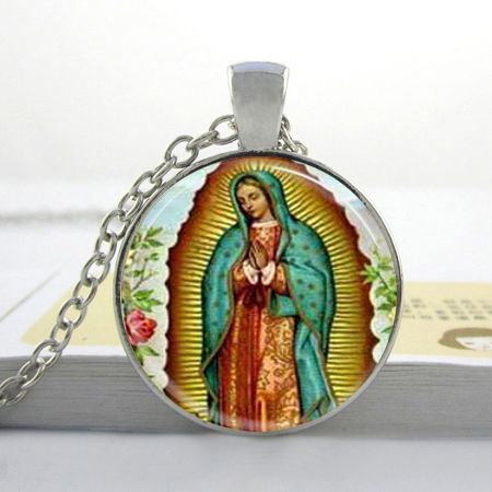 De Moda Para Mujer Nuestra Señora De Guadalupe Collar Virgen María Religiosa Católica Bisel De Cristal Colgante De Collar De Arte H4 De 0,87 | DHgate