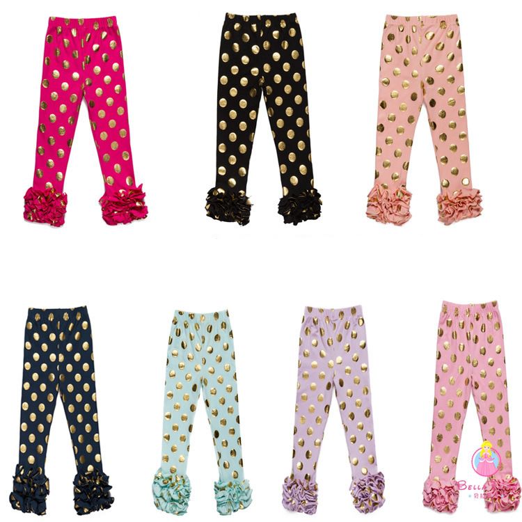 Triple Ruffles Leggings with polka dot Girl 3T//4T