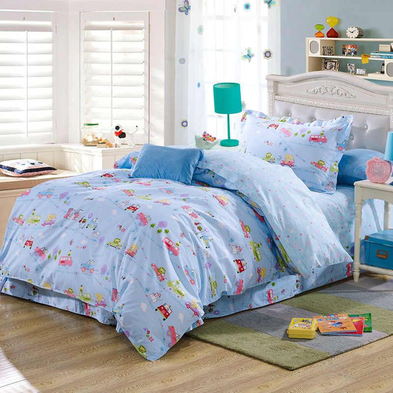 children cartoon car bus animal comforter bedding sets 100 cotton car twin sheet set