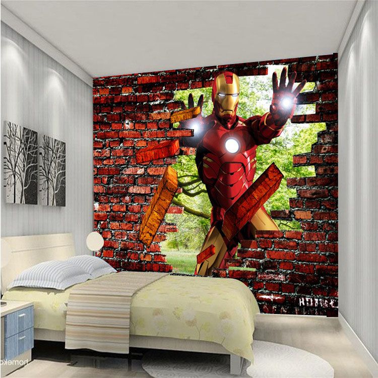 Avengers Iron Man Photo Wallpaper 3d Bricks Wallpaper Custom Wall Mural Boys Kids Bedroom Room Decor Home Decoration Gift Amazing Superhero Canada