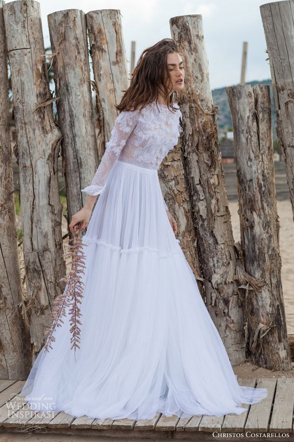 Acquistare Pure White 2016 Pizzo Abiti Da Sposa Christos Costarellos Tre  Quarti Manica Vedere Attraverso Top Bohemia Beach Abito Da Sposa Una Linea  In Tulle Economico | Consegna Veloce E Qualità | It.Dhgate