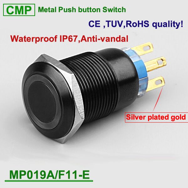 19mm Silver Car Waterproof 12V Momentary On Off Metal Push Button Switch Tool