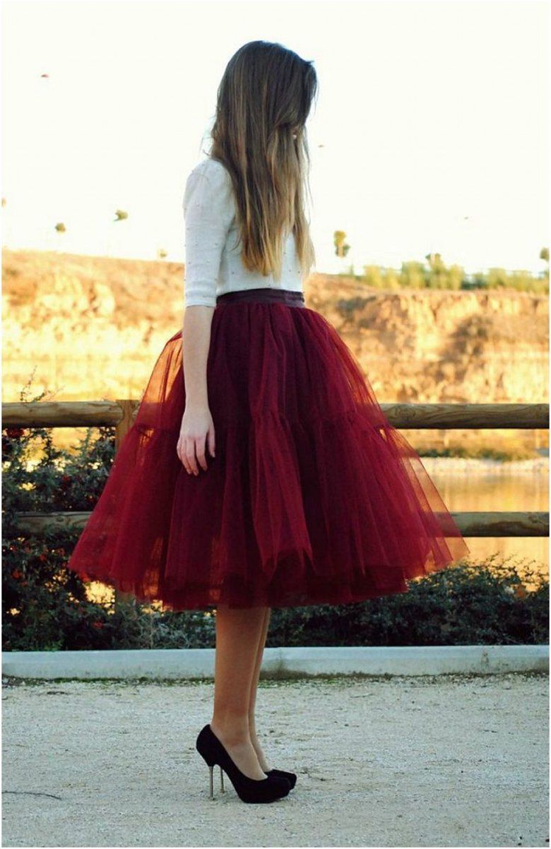 Falda formal del tutú del rojo oscuro las mujeres faldas largas del tutú de la
