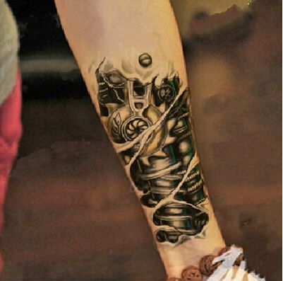3D mechanical arm fastening nut tattoo sticker for men arm hand body  Waterproof tattoos Temporary Tattoo