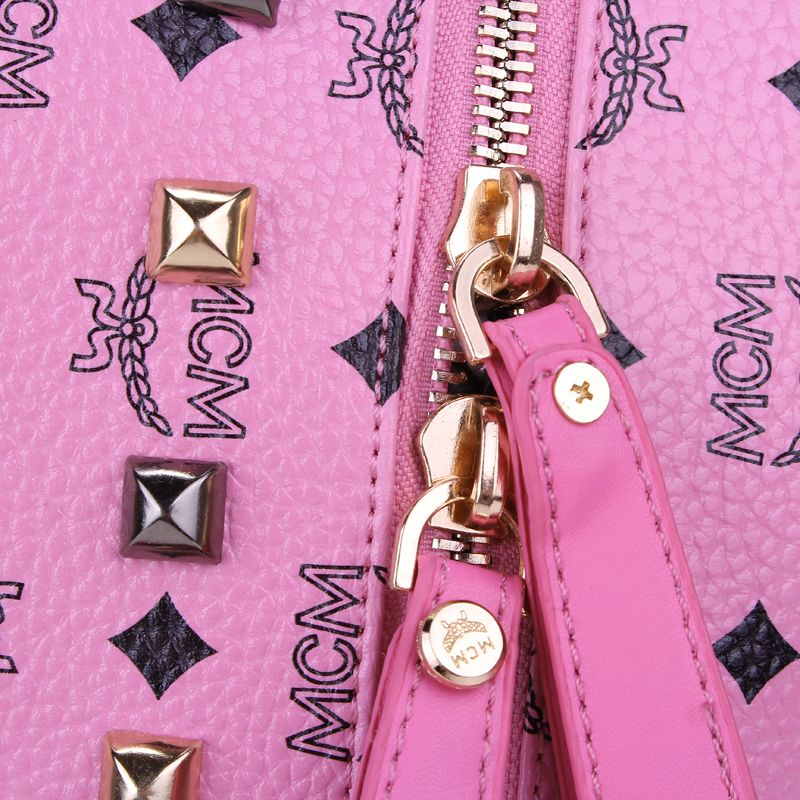 2015 New Korea MCM Fashion Backpack Womens Shoulder Bag Black PVC, Blue