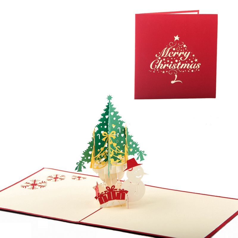 Handmade Creative Kirigami Origami 3d Pop Up Greeting Gift Christmas Cards With Christmas Tree Snowman Set Of 10 Greeting Birthday Cards Greeting
