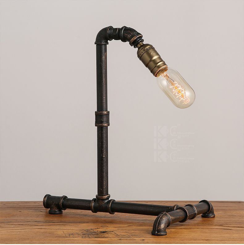 Acheter Retro Style Industriel De Tuyaux En Acier Bureau Lampe De Table Free Light Edison Lumieres Loft Led Ampoule De 59 95 Du Zosanlight Dhgate Com