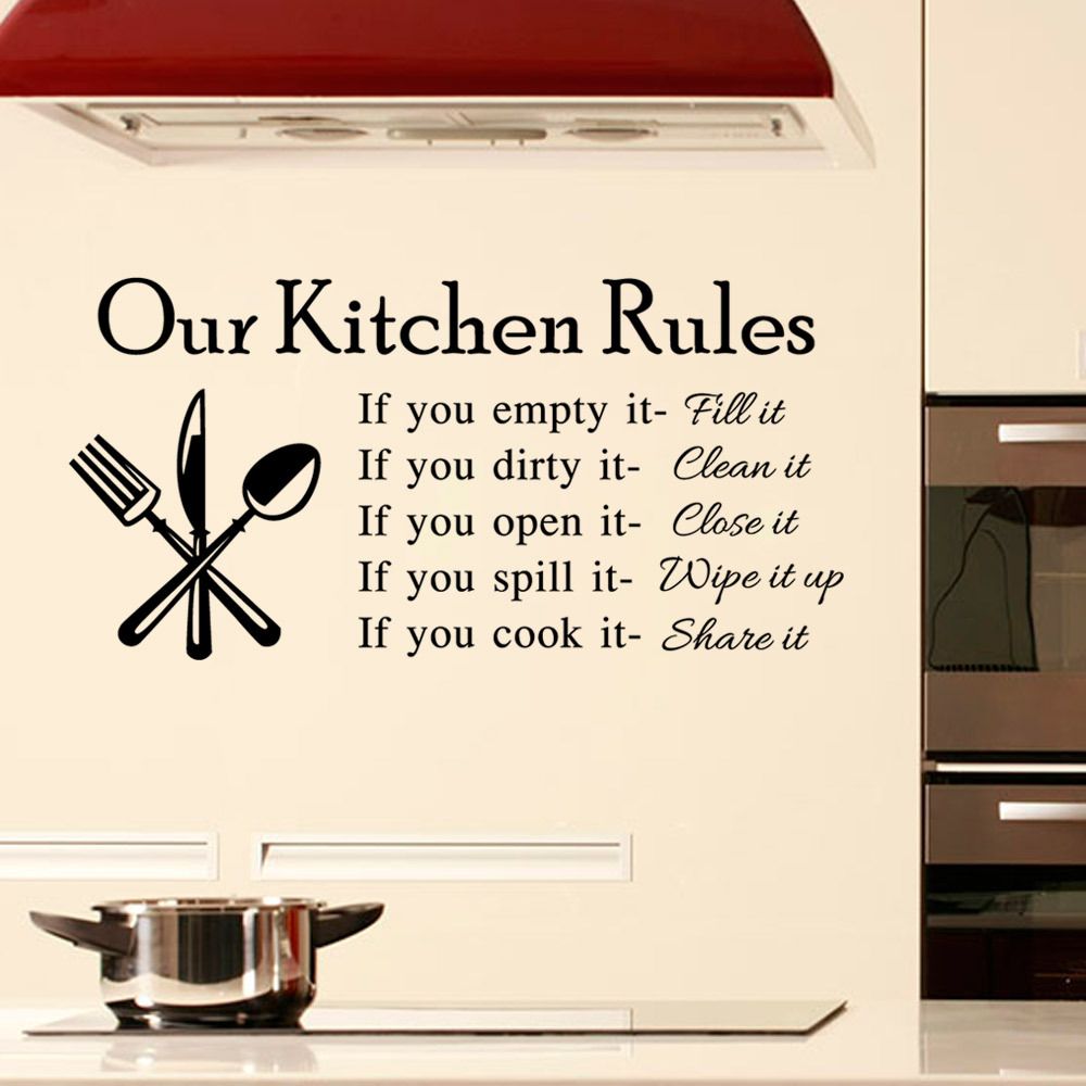 New Hot DIY Kitchen Rules Quote Wall Sticker Creative Decals Decal