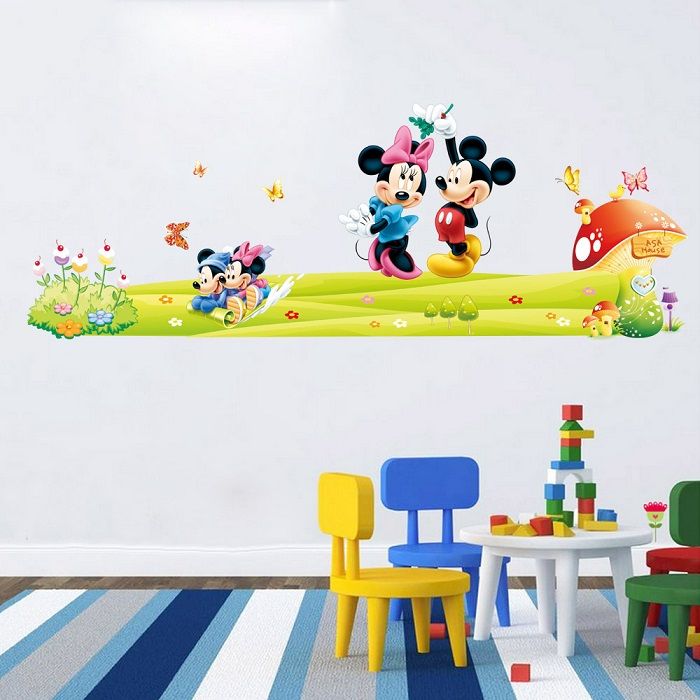 Grosshandel Removable Pvc Large Cartoon Mickey Mouse Wand Aufkleber Minnie Mouse Room Decor Wandtattoo Bedroom Poster Wall Art Wallpapaer Kids Von