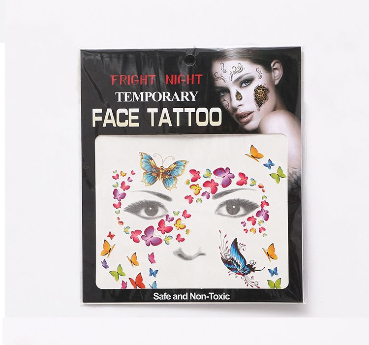 0500 Facial Temporary Tattoos Fright Night Temporary Face Tattoo Body Art Chain Transfer Tattoos Temporary Stickers 9 Styles From Kingjshop, $3.56