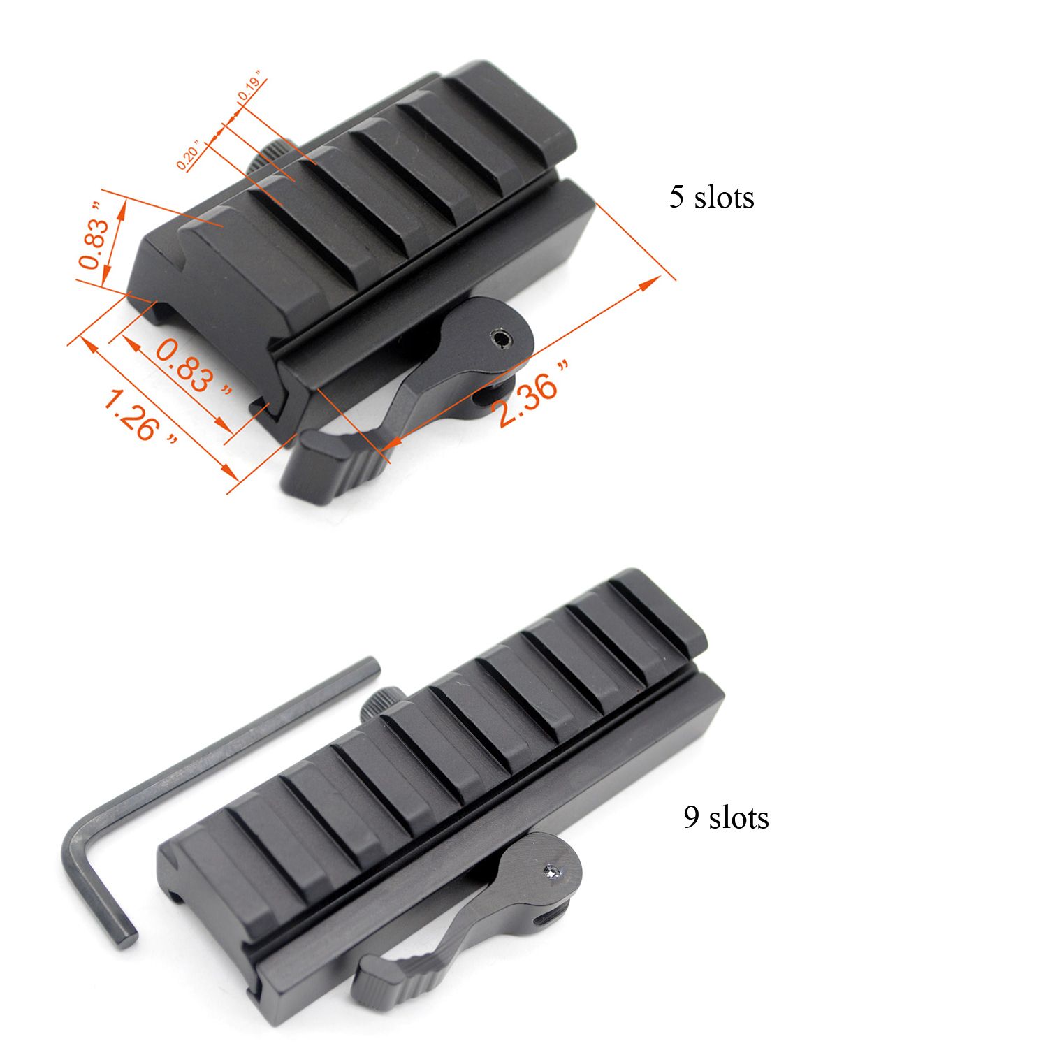 Perfil bas 20mm weaver picatinny glasses bar lift bracket 8 slot 