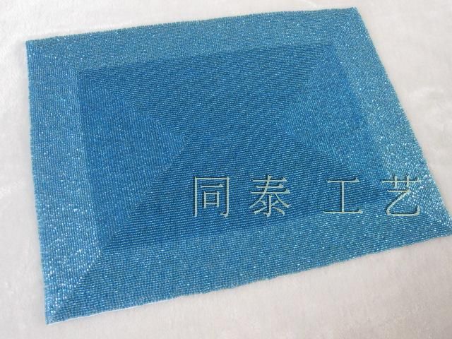 2019 Luxury Rectangle Blue Handmade Beaded Table Runner Glass