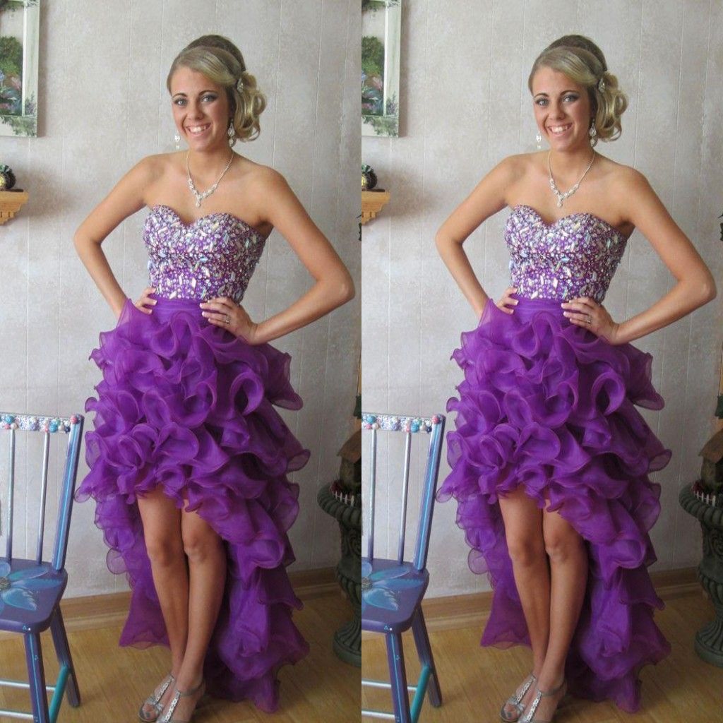purple high low dress