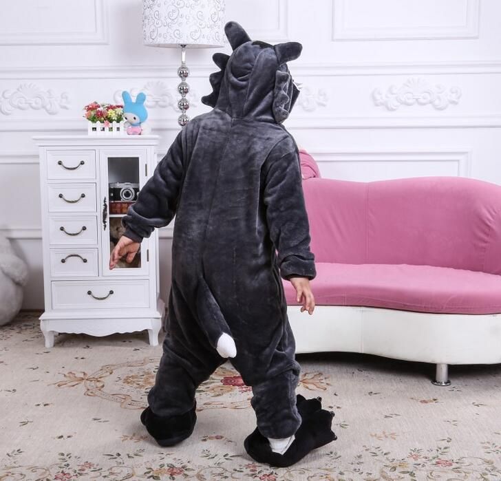 3-10 anos de idade traje de unicórnio fantasia flanela dos desenhos animados lobo Onesie presente 3-10 anos de idade traje de unicórnio fantasia flanela dos desenhos animados lobo Onesie presente