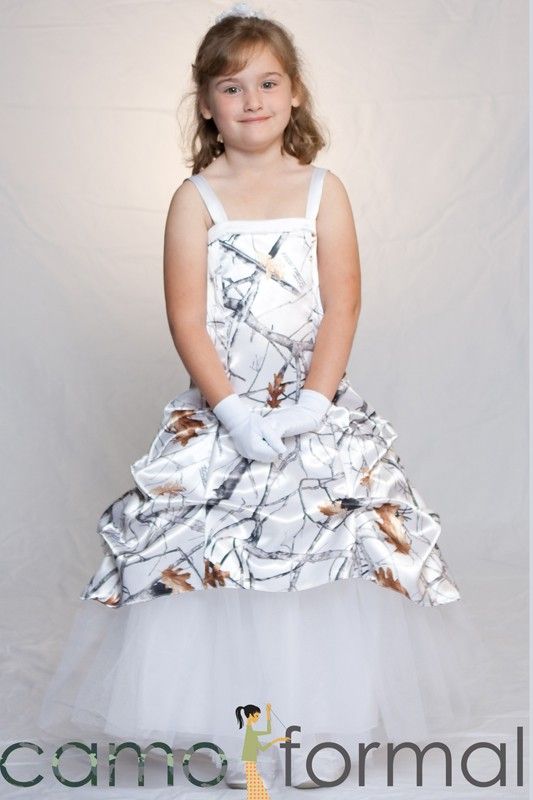 white camo flower girl dresses