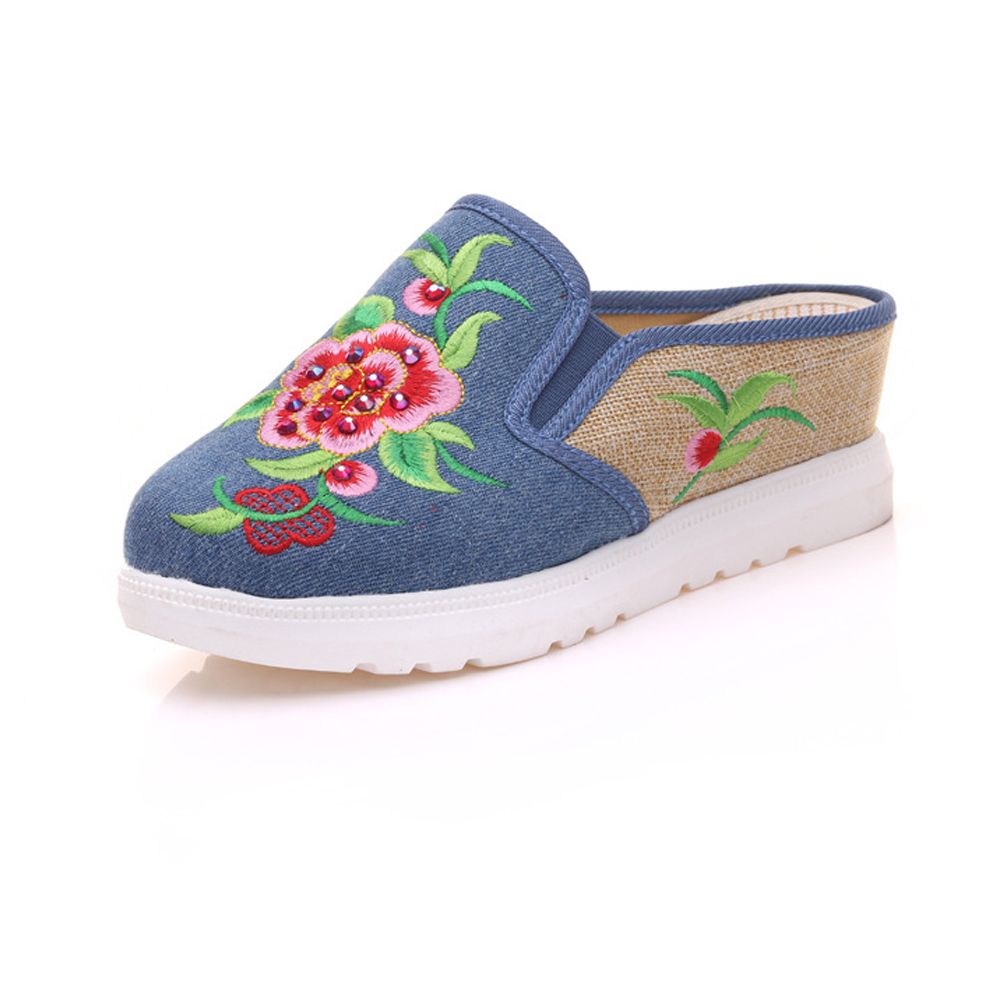 Compre Vintage Zapatos Chino Feminino Zapatillas A24 Floral Chinelo Casual Cómodos Del Primavera Peonía Mujer Verano Bordado Sandalias 43 dxWrCBoe