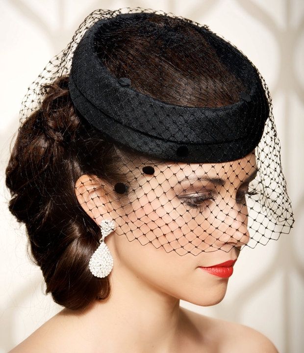 Black Chenille Dot Birdcage Veil Wedding Bridal Headpiece Mesh Scarf Fascinator 