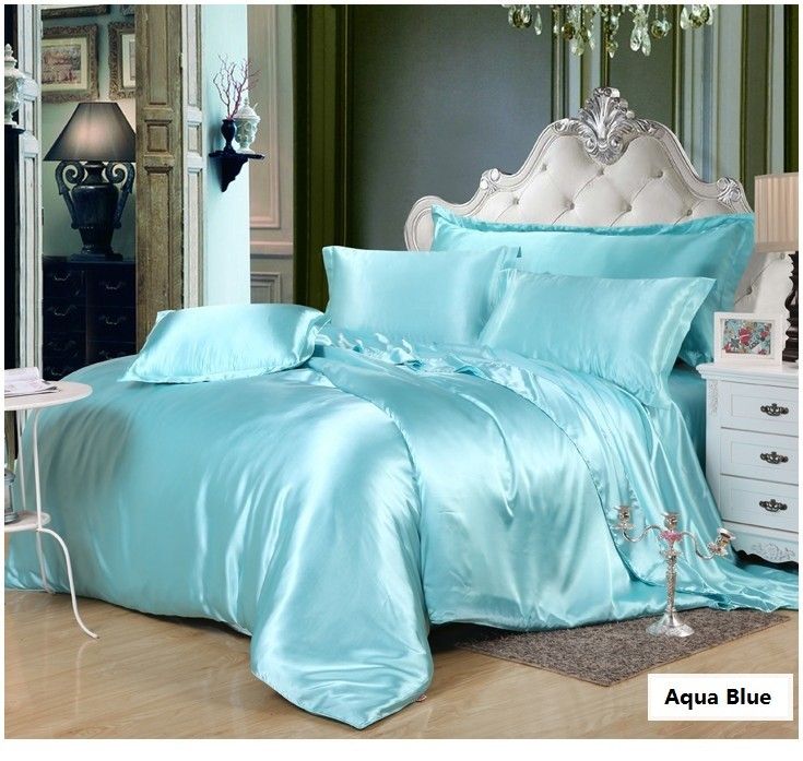 Silk Cream Bedding Set White Satin Super King Size Queen Full Twin