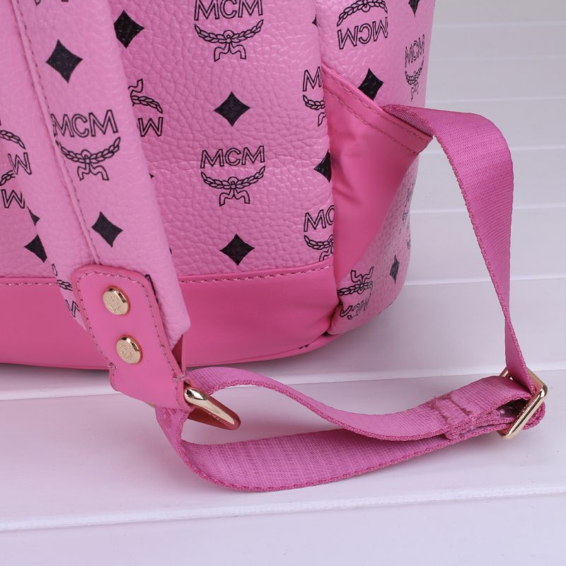 2015 New Korea MCM Fashion Backpack Womens Shoulder Bag Black PVC, Blue