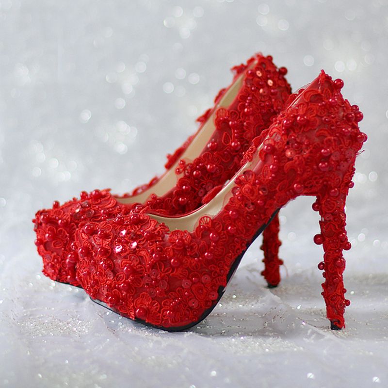 red glitter wedding shoes