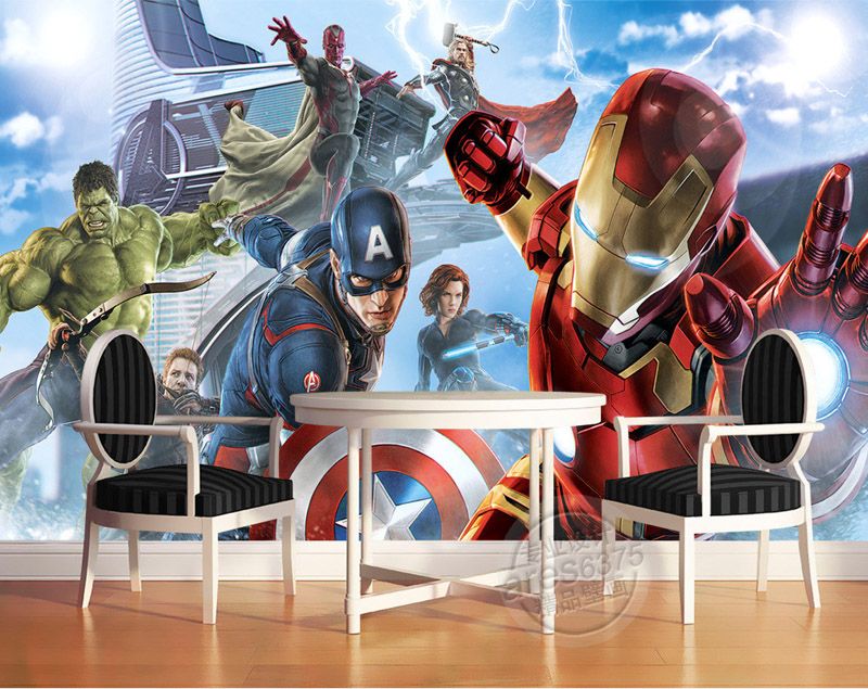 Avengers Boys Bedroom Photo Wallpaper Custom 3d Wall Murals Marvel Comics Wallpaper Boy Childrens Room Interior Design Room Decor Superhero Wallpapers