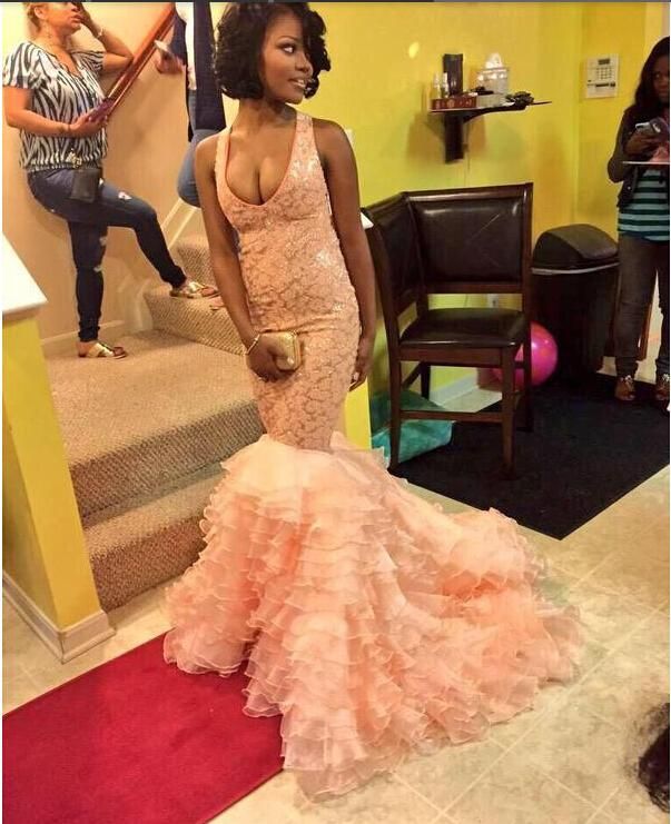 long dress with ruffles at the bottom