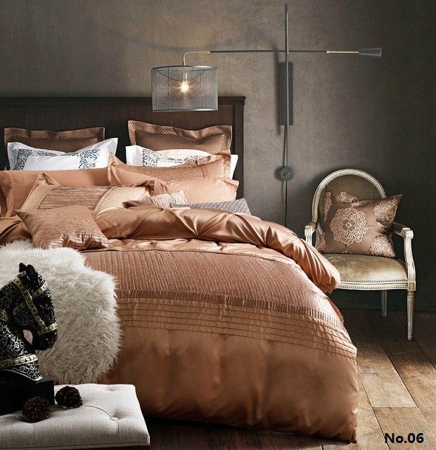 Luxury Silver Grey Bedding Sets Designer Silk Sheets Bedspreads Queen Size Quilt Duvet Cover