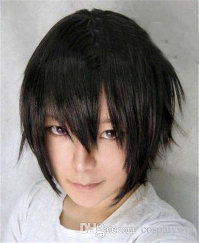 Synthetic Hair Wigs For Men Silver White Black Short Cosplay Wig