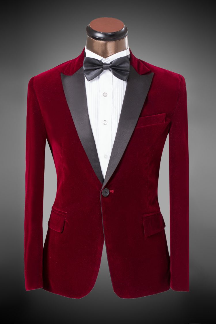 Best Quality Suit+Pant 2016 New Design MenS Suit Bordeaux Velvet Suit Bridegroom Wedding Dress