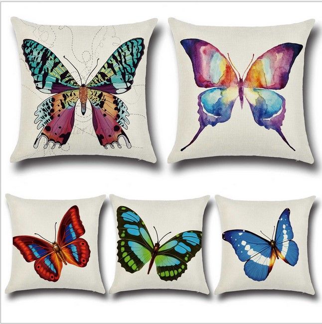 New Arrival Butterfly Pillow Case Cotton Linen Pillow Case Cushion