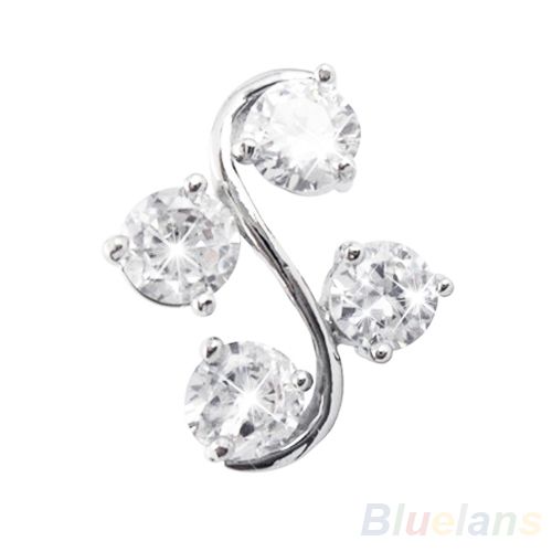 4 Gem Vine Reverse Belly Button Ring