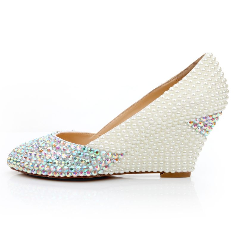 New Fashion Ivory Pearl Wedding Wedges 