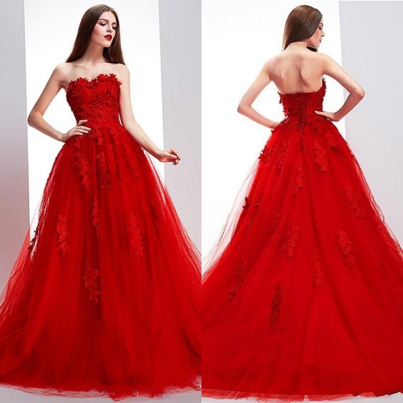red gown with long train