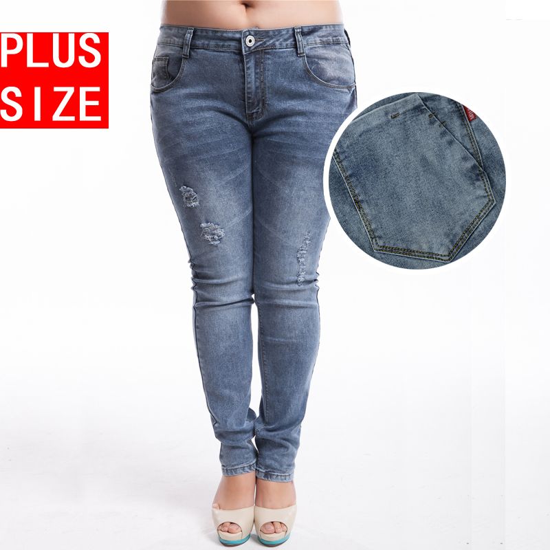 Compra Color Sólido Mujer Jean Rasgado Enfriar Mezclilla Lápiz Flaco Tamaño  Más Grandes Pantalones Vaqueros Mujeres Gordas Elestic Delgado Elegante Dama  Mediados De Cintura Barato | Entrega Rápida Y Calidad | Es.Dhgate