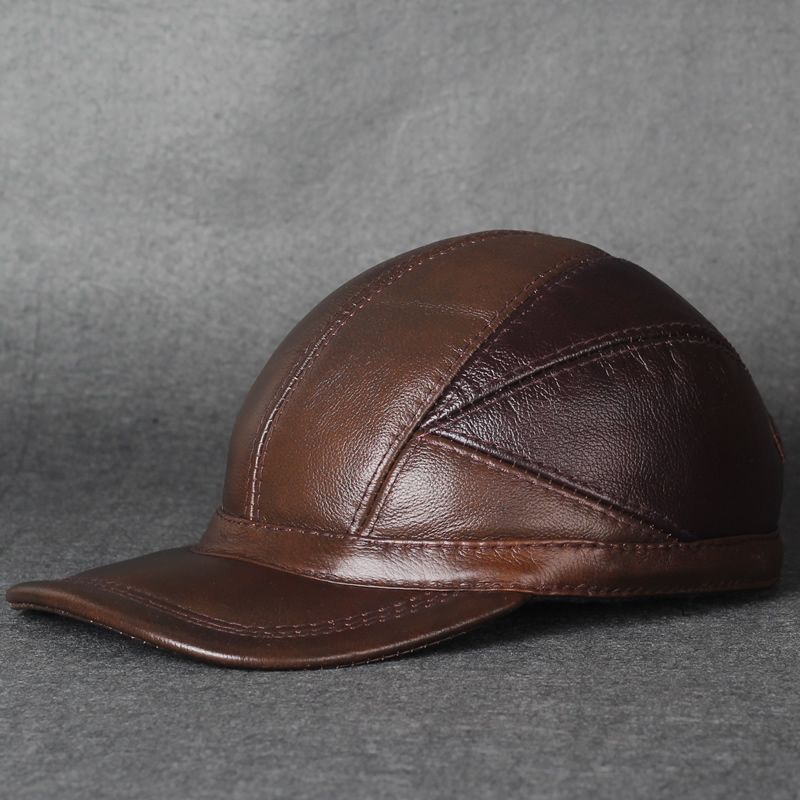leather winter hat