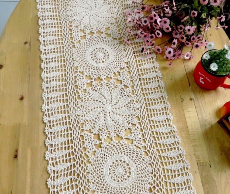 UKCotton Knitted Vintage Crochet Rectangle Tablecloth Handmade Lace Hollow Cloth UKCotton Knitted Vintage Crochet Rectangle Tablecloth Handmade Lace Hollow Cloth