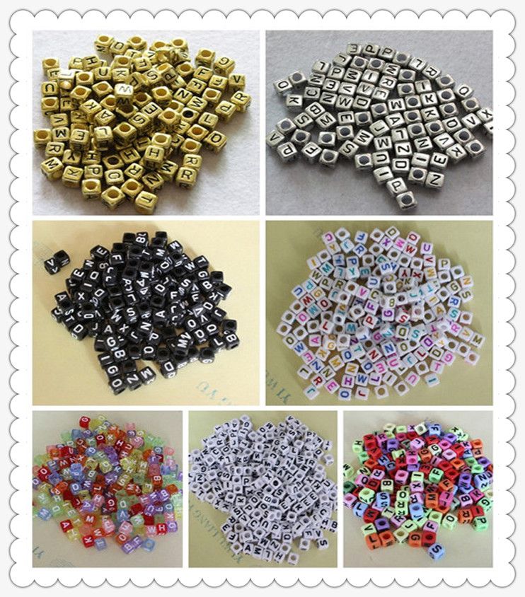 Wholesale!100-500pc Mixed Alphabet//Letter Acrylic Cube Beads 6x6mm Choose color