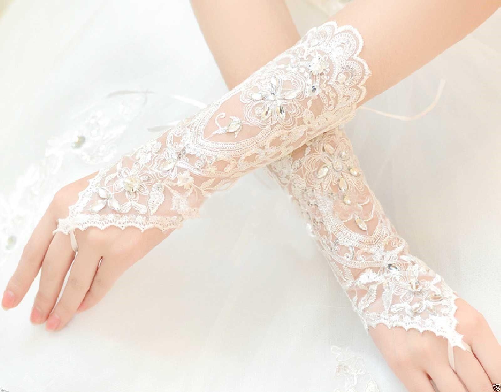 white lace hand gloves