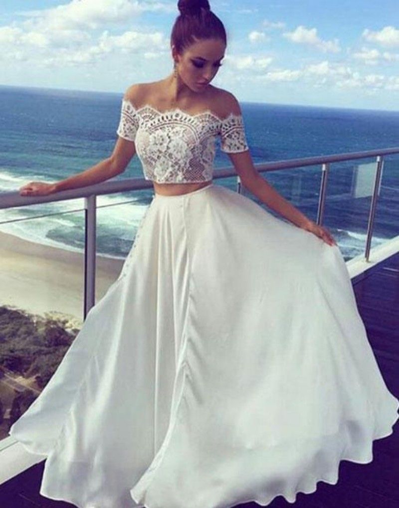 Vestidos de novia de de dos 2018 Bohemia verano blusa de encaje