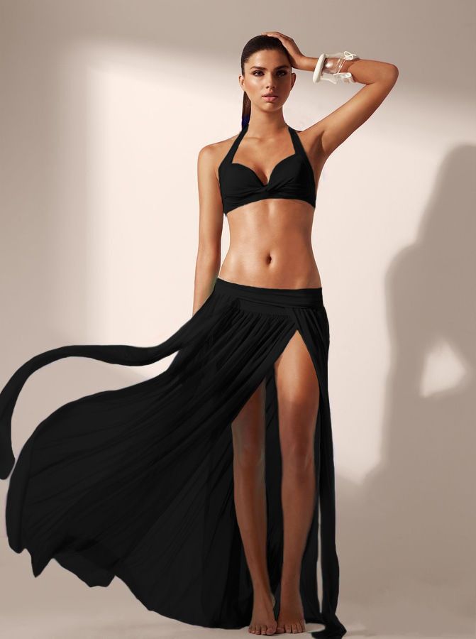 black swim cover up skirt