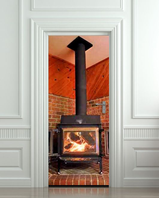 Diy 3d Firepace Door Sticker Mural Home Decor For Bedroom Living