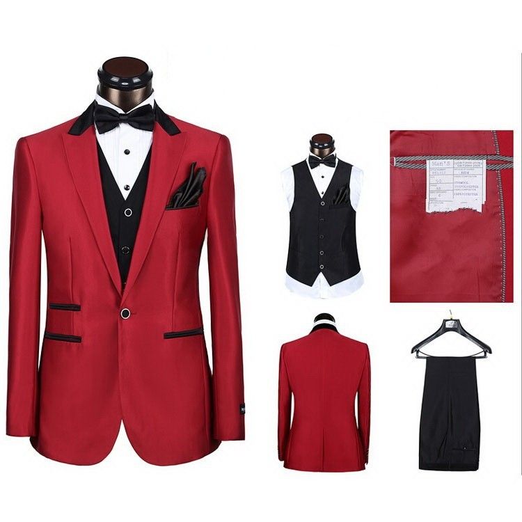red button up and silver tie