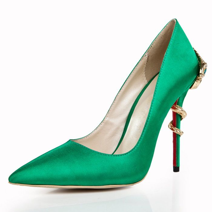 green designer heels