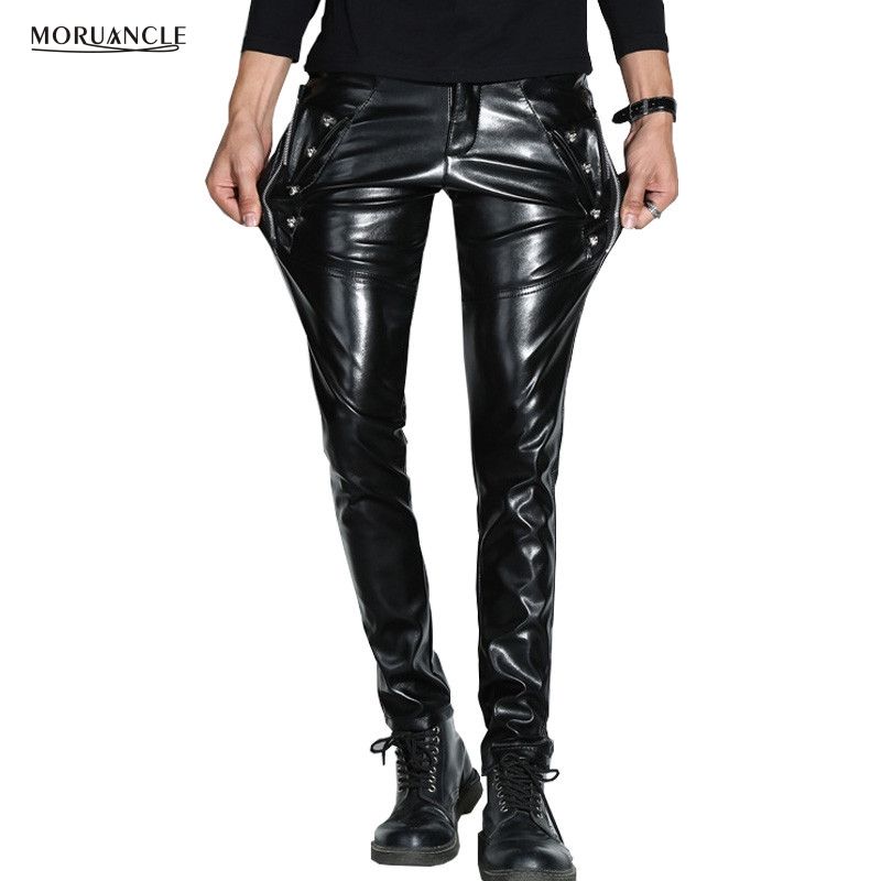 Shiny black pants mens Clearance