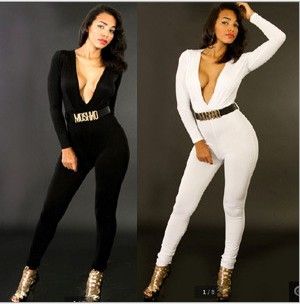 deep v jumpsuit long sleeve