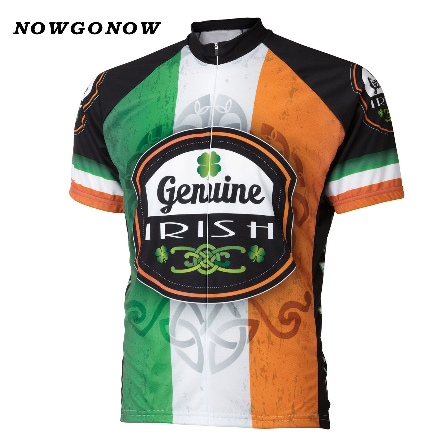 NOWGONOW 레트로 2018 사이클링 저지 남자 아일랜드 국기 녹색 오렌지 프로 팀 의류 자전거 착용 MTB 도로 정상 Maillot 여름 폴리 에스터