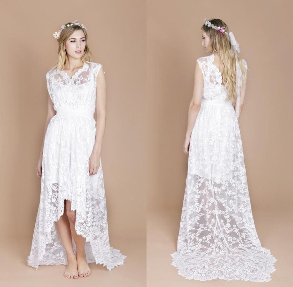 white lace dress short front long back