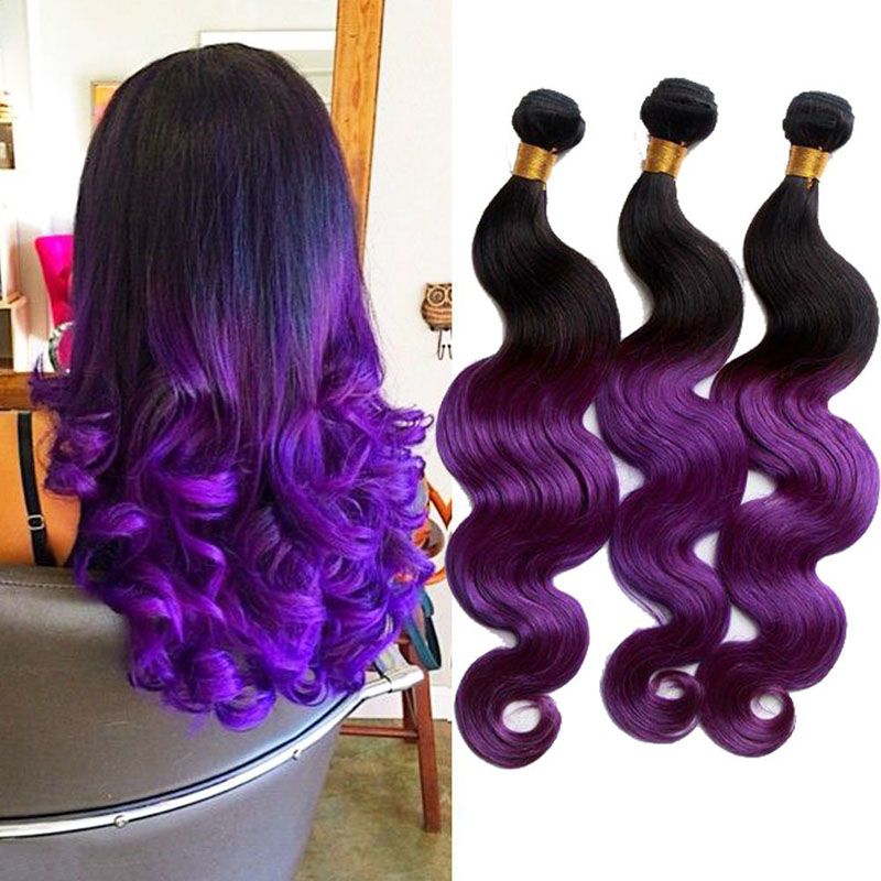 6a Peruvian Ombre Purple Weave Hair Two Tone Human Hair Weave 3