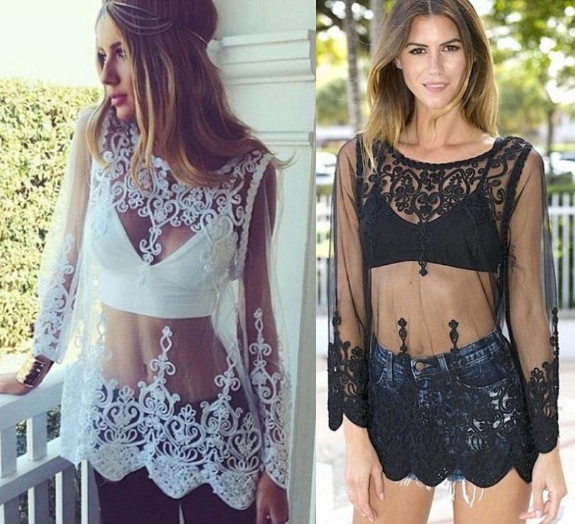 women's sheer blouses uk