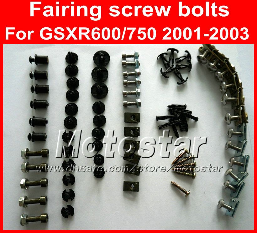Complete Black Motorcycle Fairing Bolt Screws Fit for SUZUKI 2001-2003 GSXR 600 750 New Hardware Kit